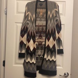 Long Cardigan- Chevron print
